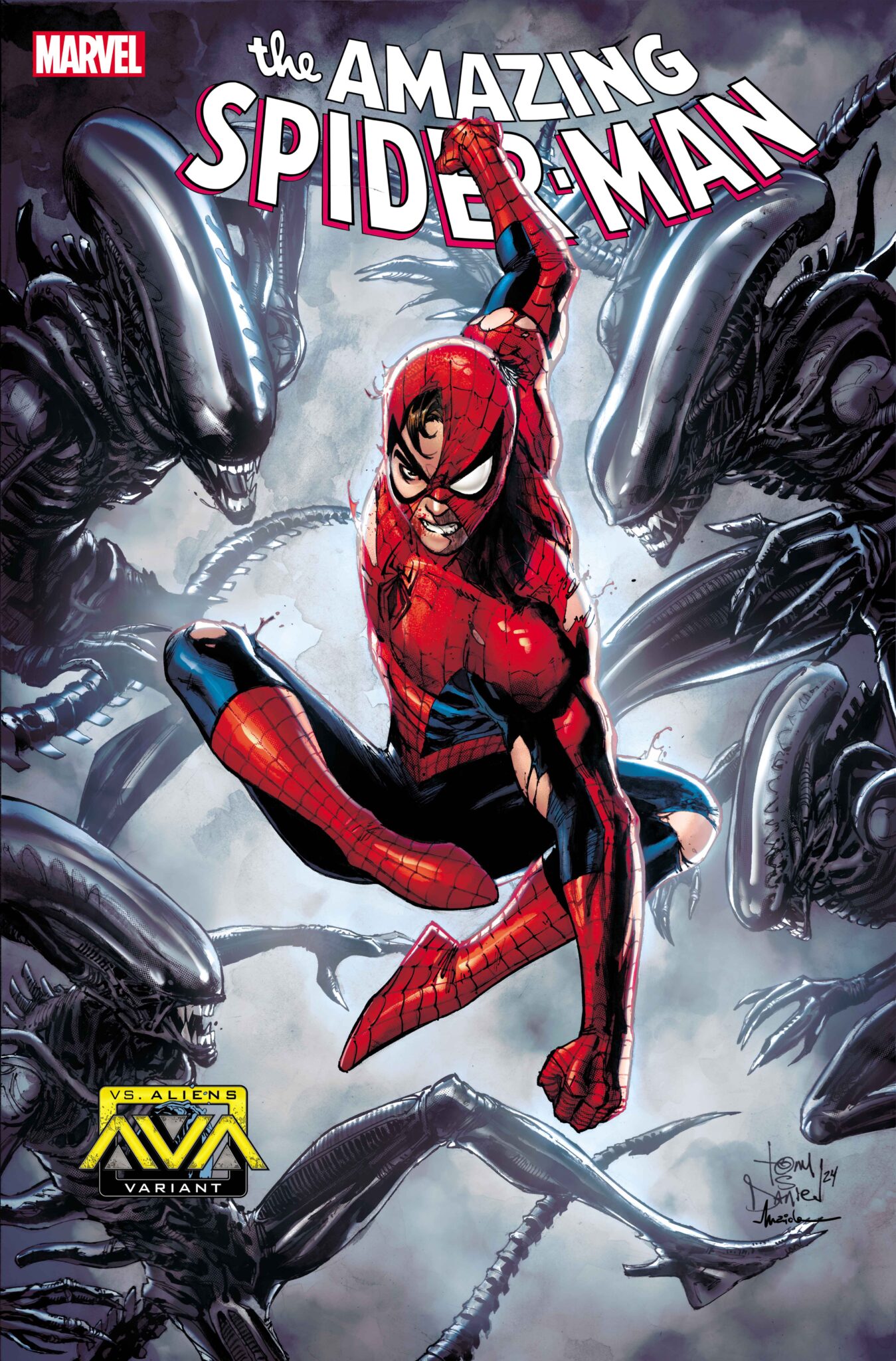 AMAZING SPIDER-MAN #53 MARVEL VS. ALIEN VARIANT COVER BY TONY DANIEL 