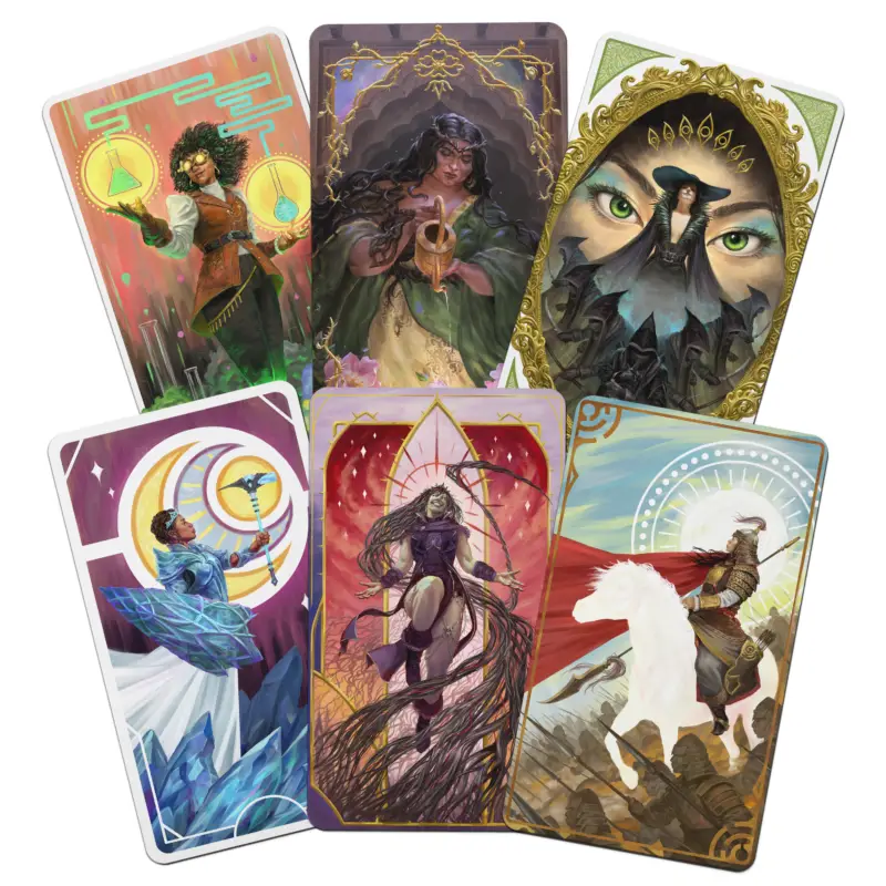 Promo cards featuring Queen by Midnight princesses imagined as ruling Queens, illustrated by Mike Pape and Ameera Sheikh.