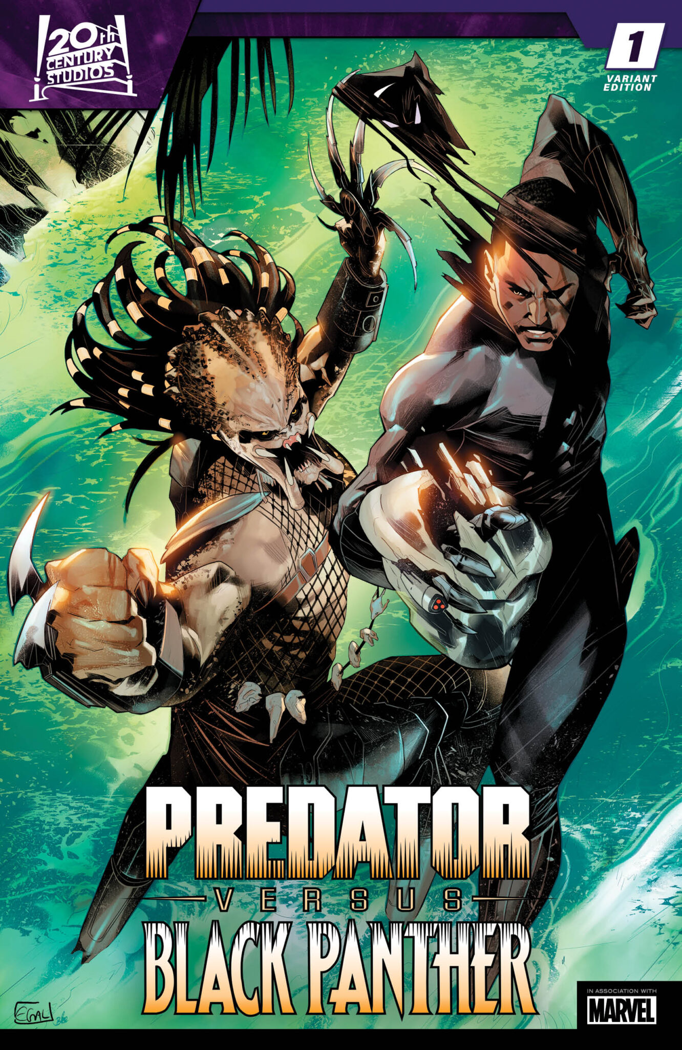 Predator vs. Black Panther #1 Variant Cover by EDWIN GALMON 