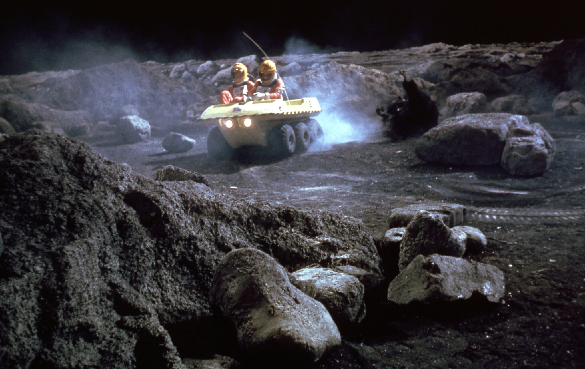 Two Moonbase Alpha crewmembers out for a drive in Space: 1999