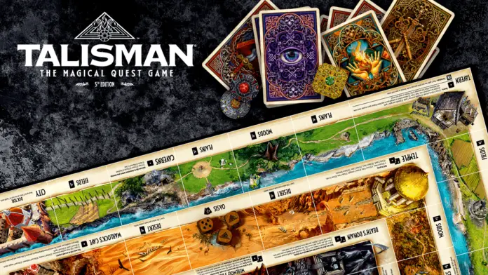 talisman 5th edition with cards and part of the board featured