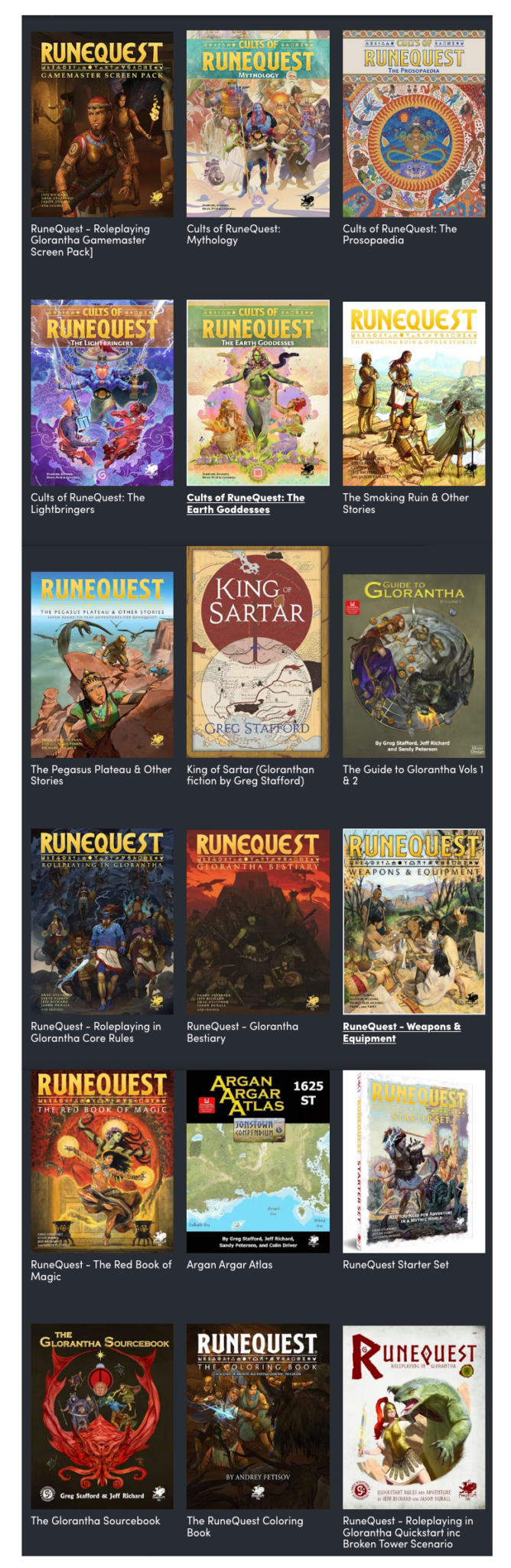 Runequest Humble Bundle contents