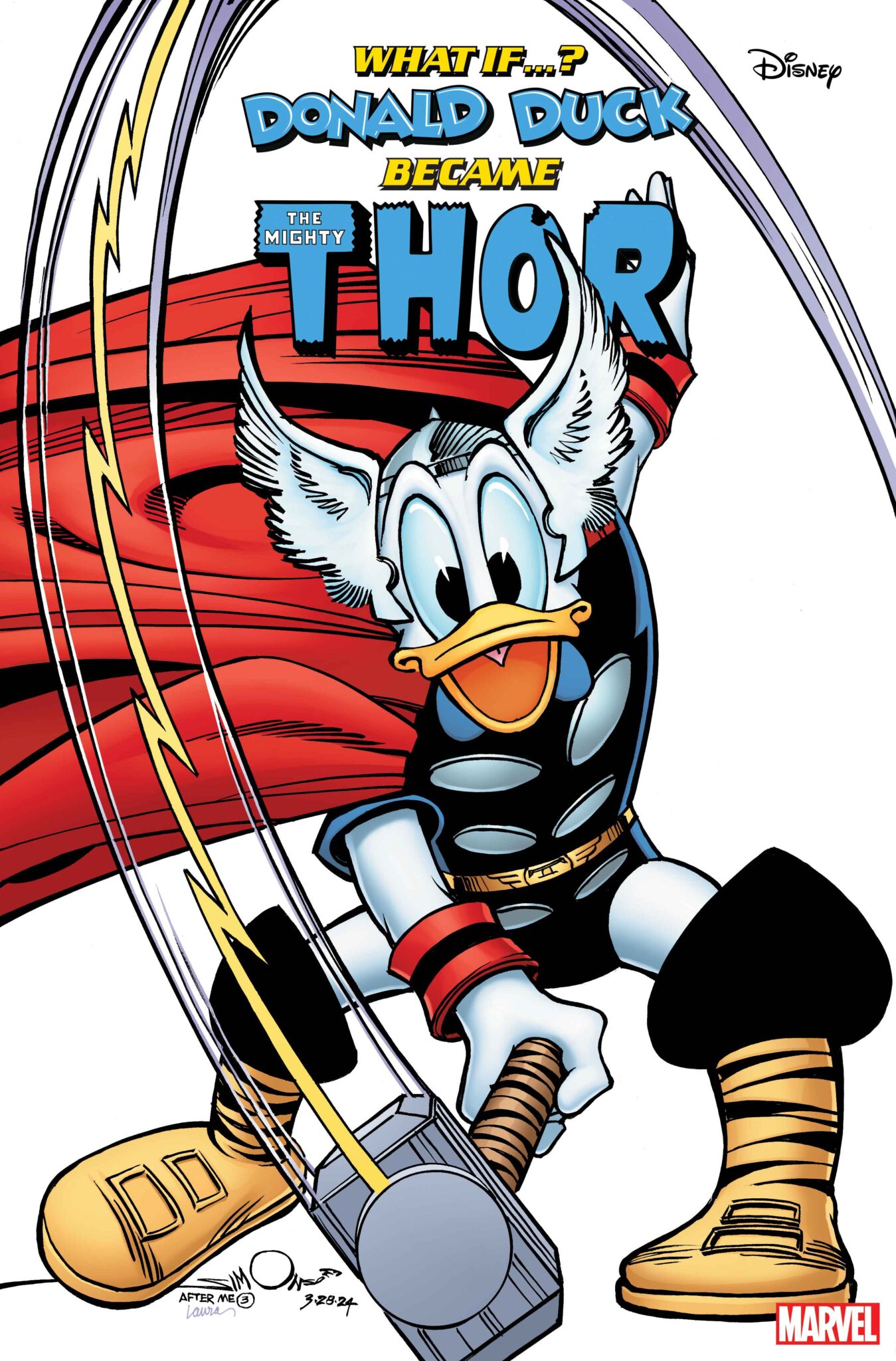 Marvel & Disney: What If…? Donald Duck Became Thor #1 Variant Cover by WALTER SIMONSON 