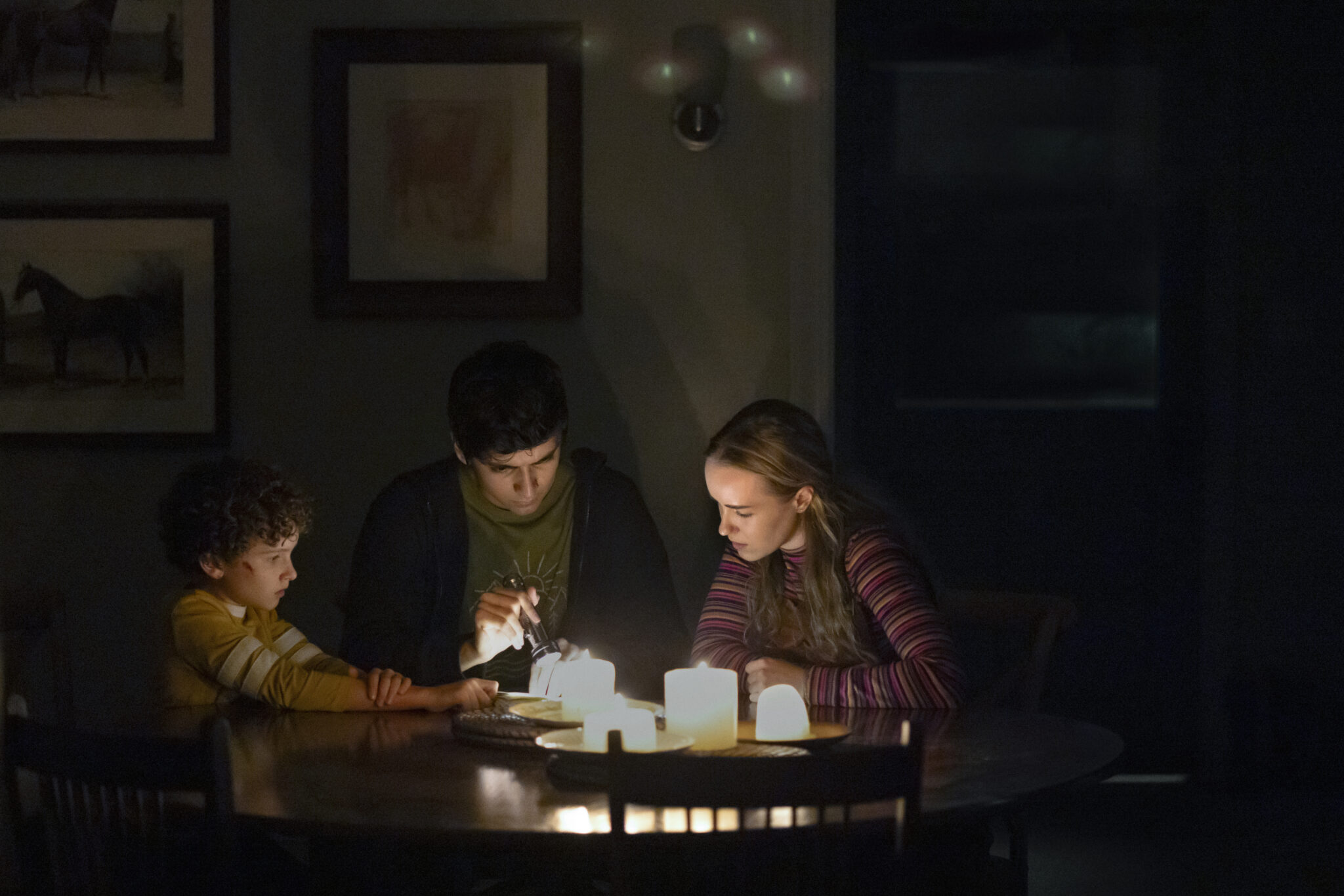 TEACUP -- "You Don't Know What It Means To Win" Episode 106 -- Pictured: (l-r) Caleb Dolden as Arlo Chenoweth, Luciano Leroux as Nicholas Shanley, Emilie Bierre as Meryl Chenoweth — (Photo by: Mark Hill/PEACOCK)