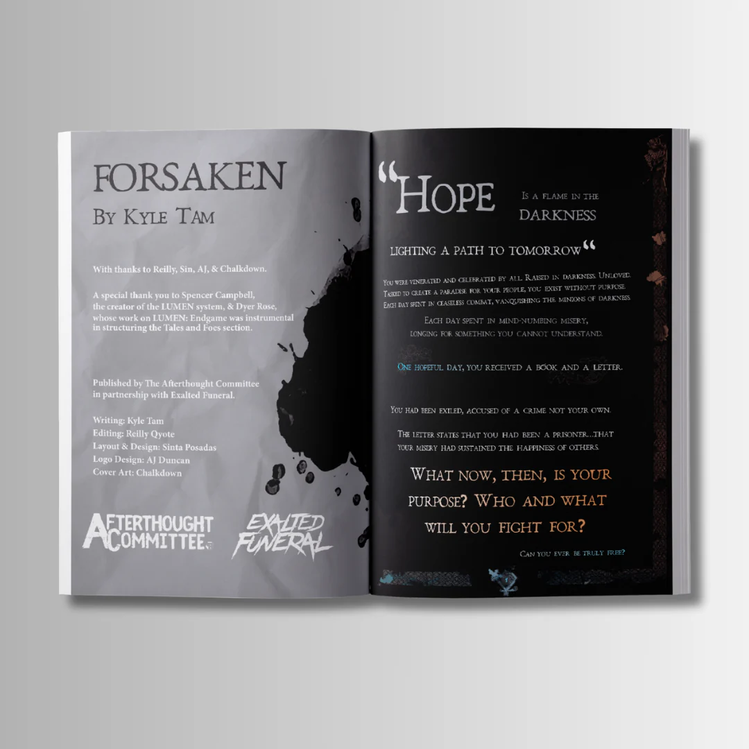 Forsaken TTRPG first page