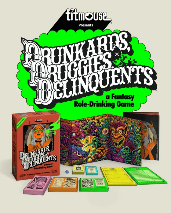 Drunkards, Druggies & Delinquents logo and contents