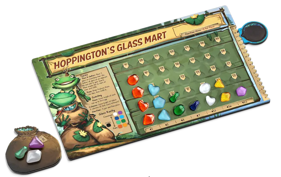 player board with glass tiles placed on top 