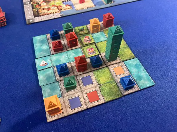 Cities 3x3 player board at end of the game